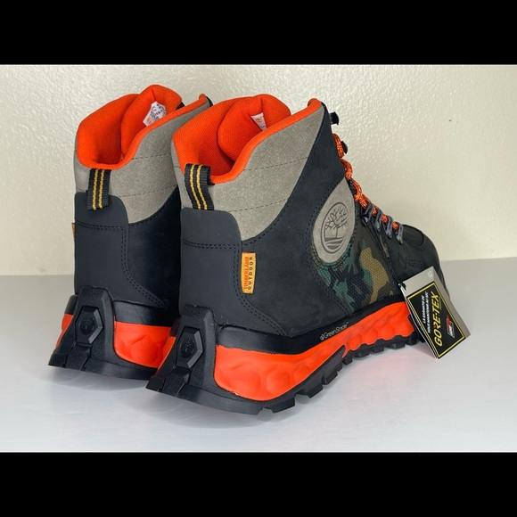 Mens Timberland Solar Ridge GoreTex Mid Hiking Boots Waterproof Black Red - Picture 10 of 13